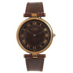Vintage Cartier Vermeil Large Vendome Quartz Wrist Watch