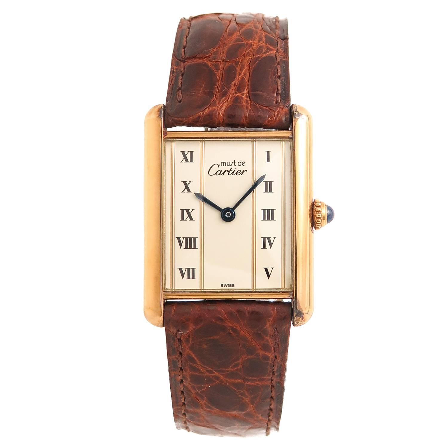 Cartier Must de Cartier Classic Vermeil tank Watch at 1stdibs