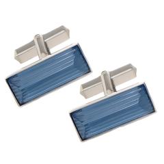 Lalique Crystal Sterling Silver Prisme Cufflinks