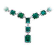 Gorgeous Emerald Diamond Gold Drop Necklace