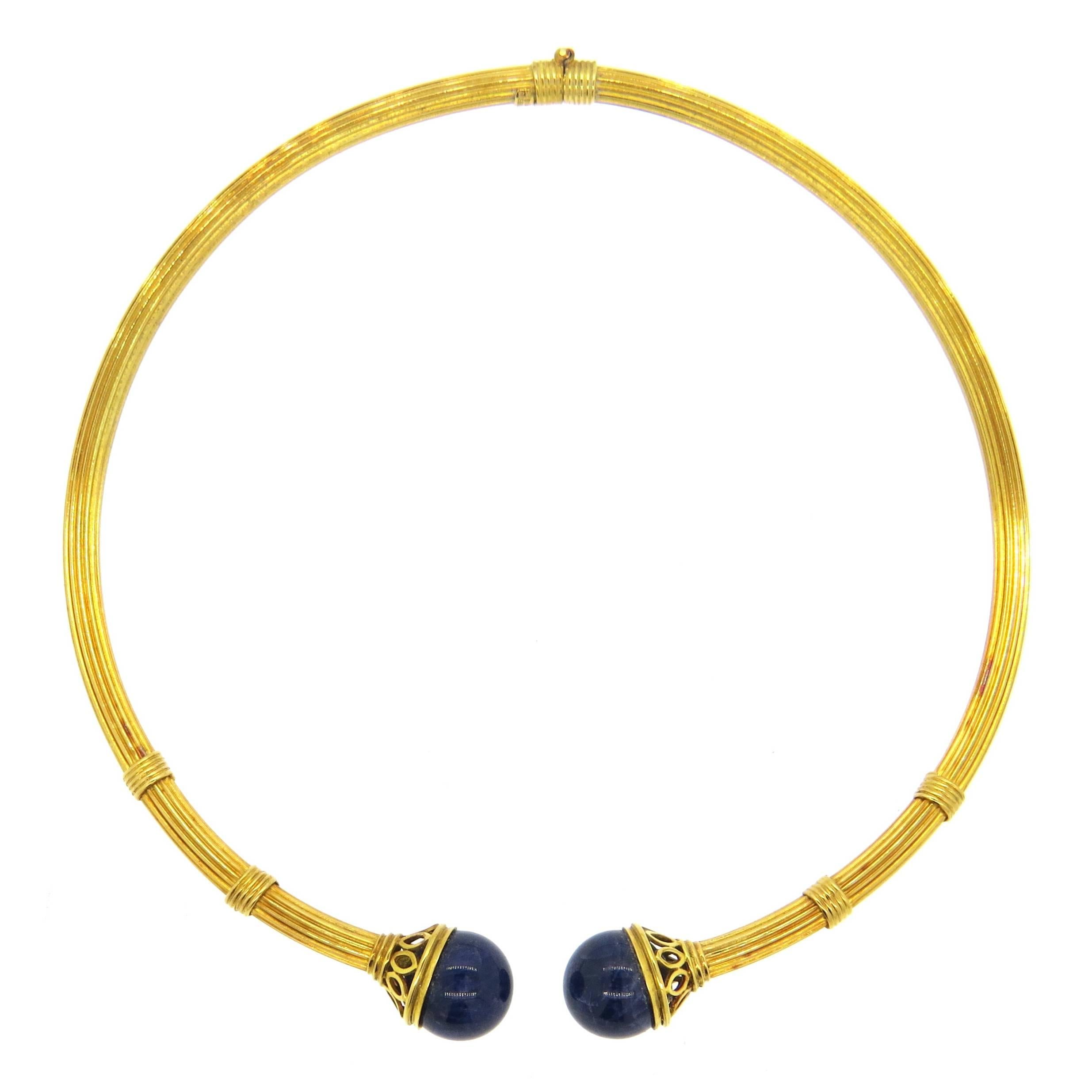 Ilias Lalaounis Gold Lapis Collar Necklace 