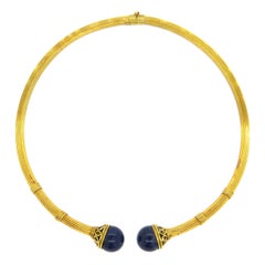 Ilias Lalaounis Gold Lapis Collar Necklace 