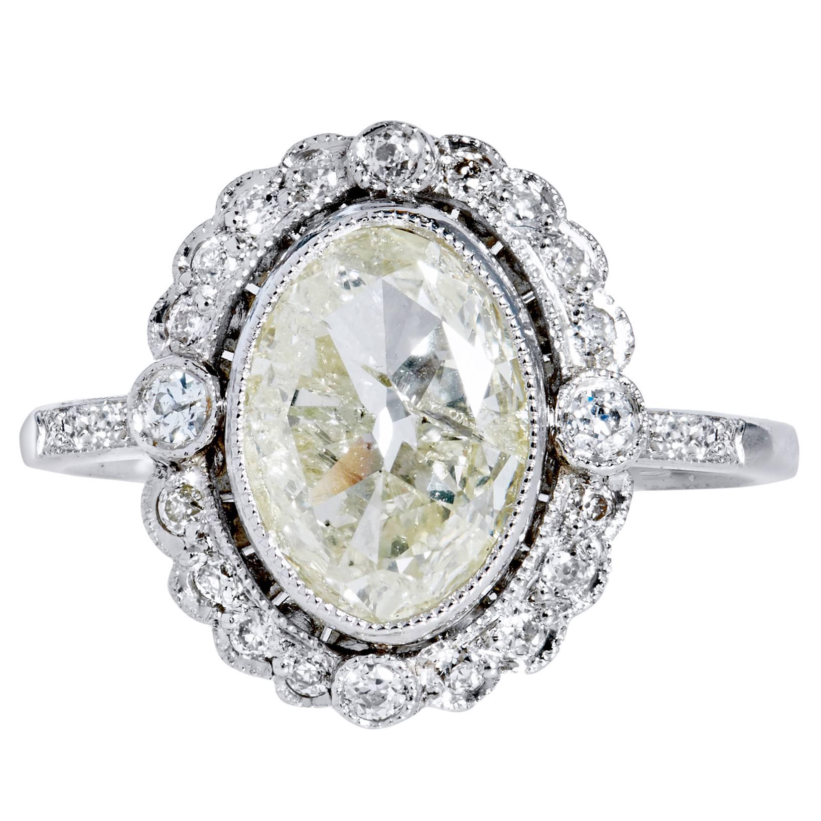 GIA 1.26 Carat Natural Light Yellow Diamond Platinum Engagement Ring 6.25