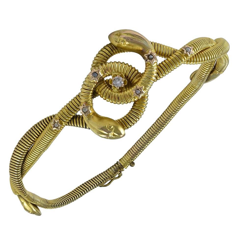 Diamond Gold Slinky Serpent Bracelet