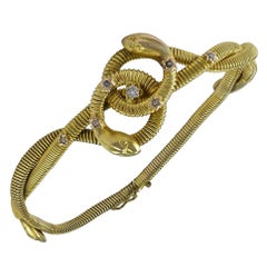 Vintage Diamond Gold Slinky Serpent Bracelet