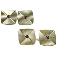 Cartier Ruby Gold Cufflinks