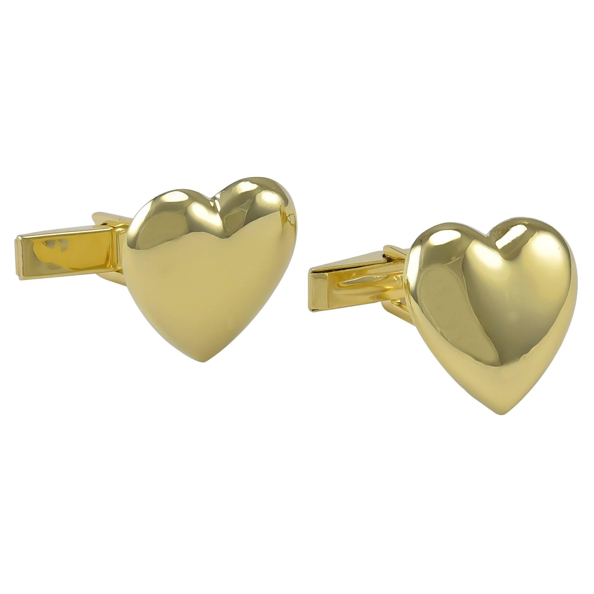 Boutons de manchette en or en forme de cœur en vente