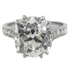 4.47 Carat Cushion Diamond Platinum Engagement Ring 7