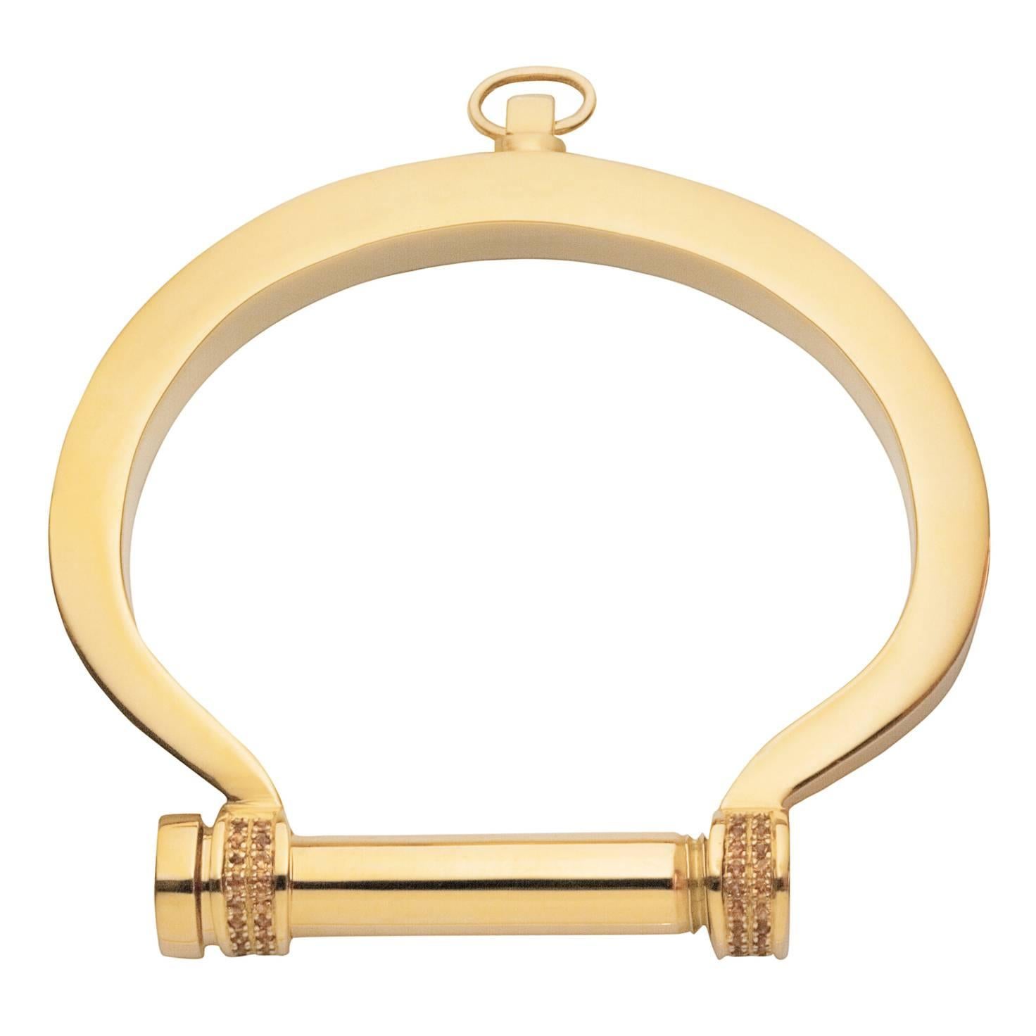 Hannah Martin London Sapphire Gold Bid For Freedom Shackle Bangle Bracelet For Sale