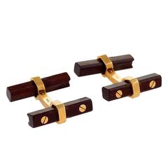 Van Cleef & Arpels Mid-20th Century Gold and Wood Baton Cuff Links