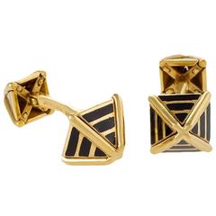 Schlumberger for Tiffany & Co. Mid-20th Century Gold and Enamel Cuff Links