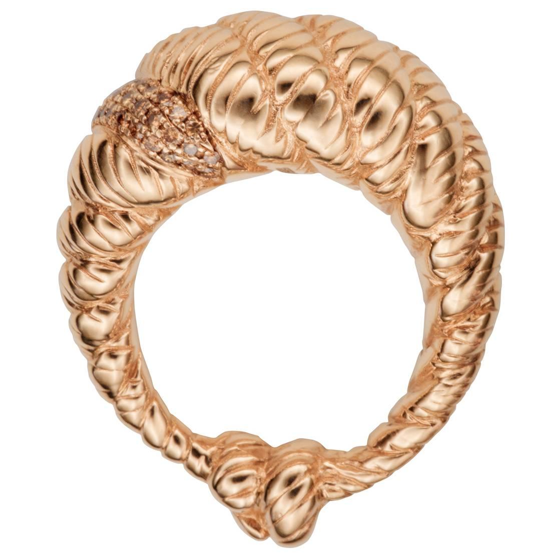 Hannah Martin London Brown Diamond Gold Rope Ring For Sale