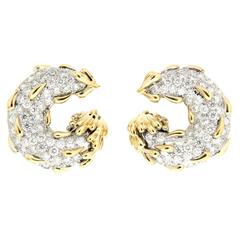 Circle and Tear Drop Diamond Gold Platinum Earrings 5