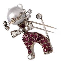 Nardi Ruby Diamond gold Cat Lapel Brooch 2