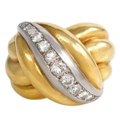 1940s Van Cleef & Arpels Diamond Gold Platinum Turban Ring