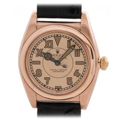 Rolex Rose Gold Stainless Steel Bubbleback Wristwatch