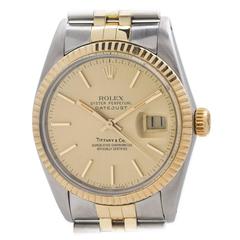 Rolex Yellow Gold Stainless Steel Datejust Wristwatch Ref 16013 