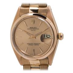 Vintage Rolex Rose Gold Oyster Perpetual Date Wristwatch Ref 1500