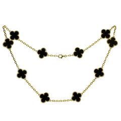 Van Cleef & Arpels Vintage Alhambra 10-Motif Onyx Gold Necklace Papers