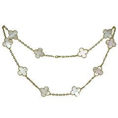 Van Cleef & Arpels Vintage Alhambra 10-Motif Mother-of-Pearl Gold Necklace