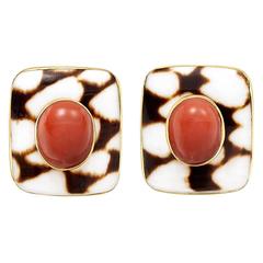 Trianon Antique Marble Shell Coral Earrings