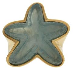 Aquamarine Gold Starfish ring 