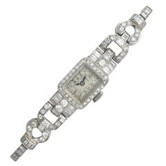 3.35Ct Diamond and Platinum Cocktail Watch by Cervin - Vintage Circa 1940 6