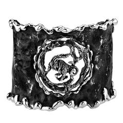 Capricorn Hand Forged Silver Zodiac Cuff Bracelet 