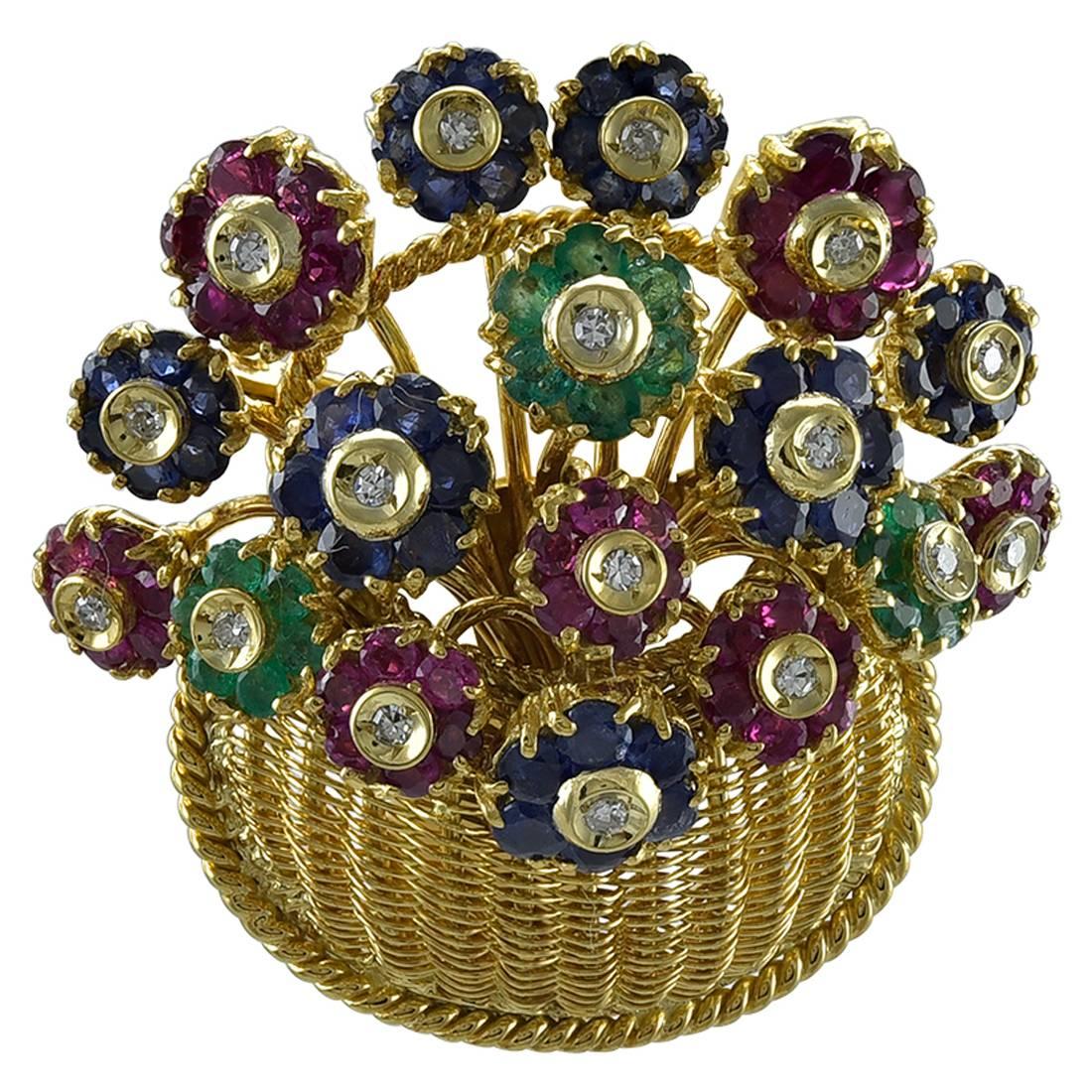 Tiffany & Co. En Tremblant Gemset Gold Flower Basket