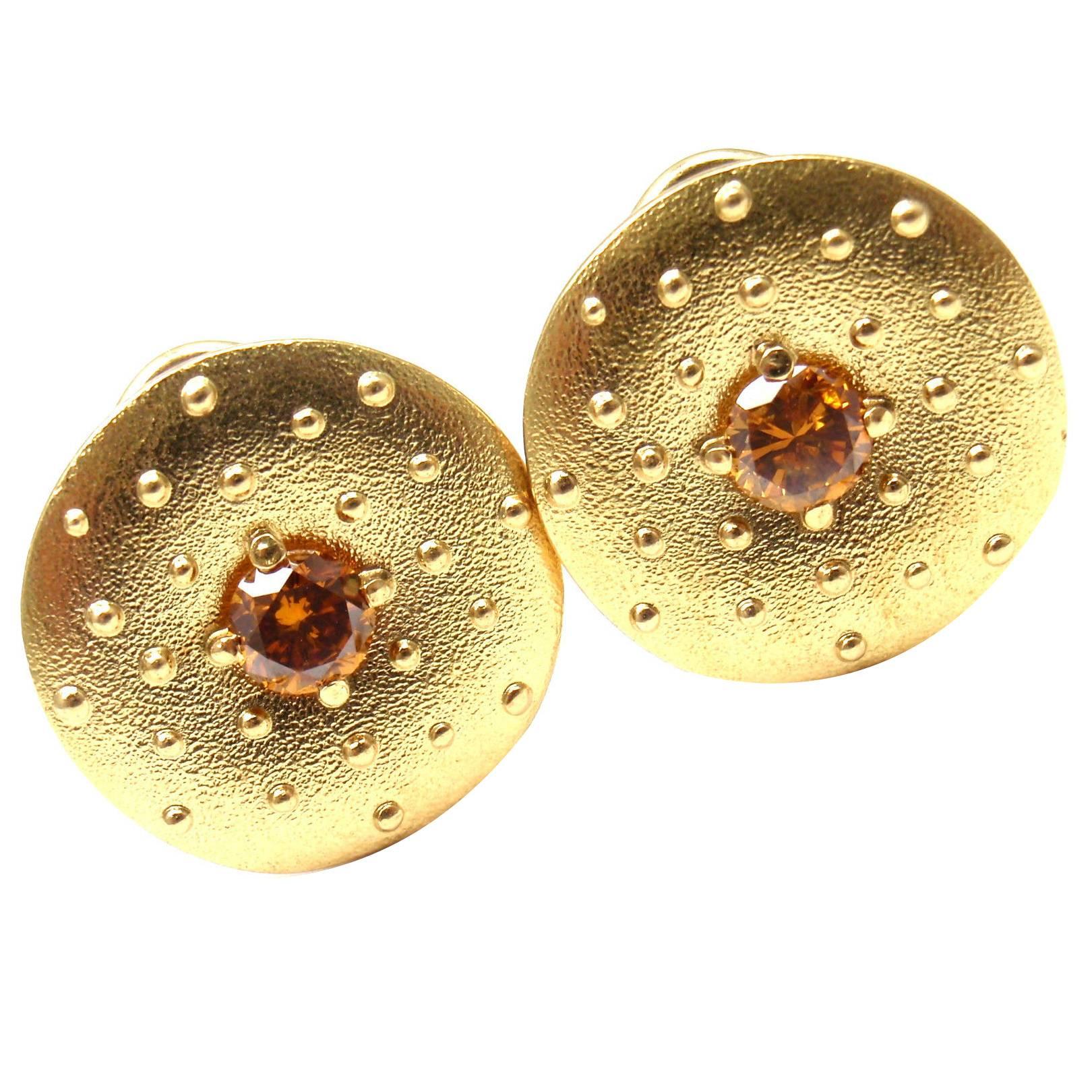 Alex Sepkus Fancy Brown Diamond Gold Earrings