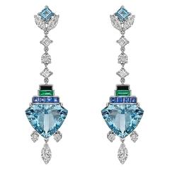Raymond C. Yard Multicolored Gemstone Diamond Drop Earrings