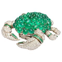 Stunning Emerald Diamond Gold Crab Brooch 1