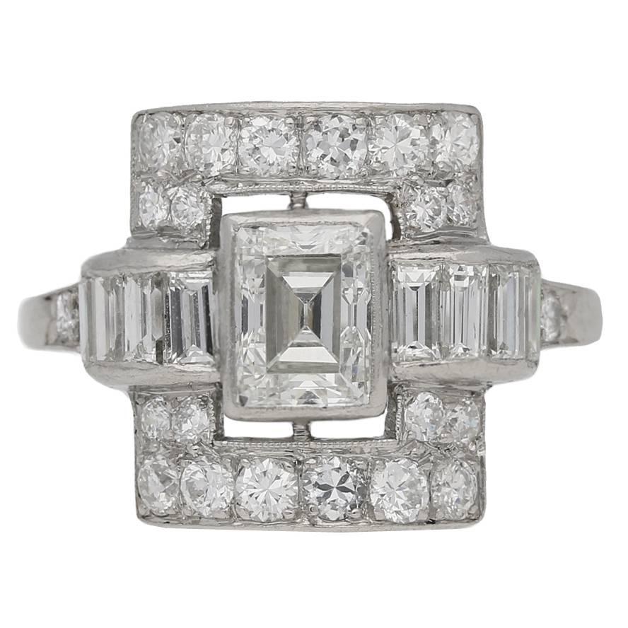Art Deco diamond ring, American, circa 1935. For Sale