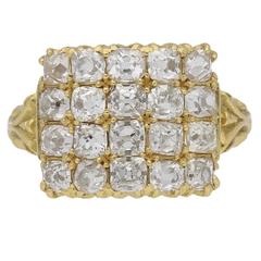 Antique four row cushion shape old mine diamond ring, circa 1890. 4