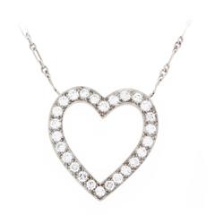 Tiffany & Co. Diamond Palladium Heart Necklace