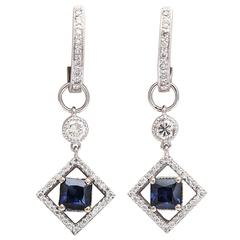 Sapphire Diamond Gold Huggie Earrings with Earring Charms