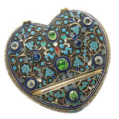 Russian Enamel and Gem set Heart shape box for Tiffany & Company