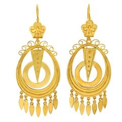 Antique Yellow Gold Chandelier Earrings 5