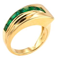 Tiffany Modernist Emerald Gold Band Ring Tiffany Modernist Emerald Gold Band Ring