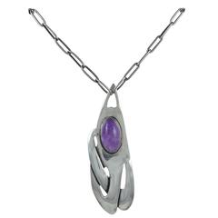 Antique Carence Crafters Amethyst Sterling Silver Pendant Necklace