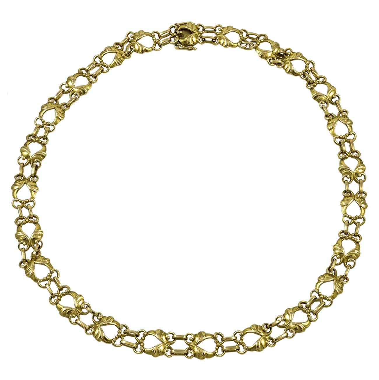 Georg Jensen Gold Necklace No. 249 For Sale