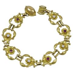 Georg Jensen Ruby Diamond Gold Bracelet No. 172