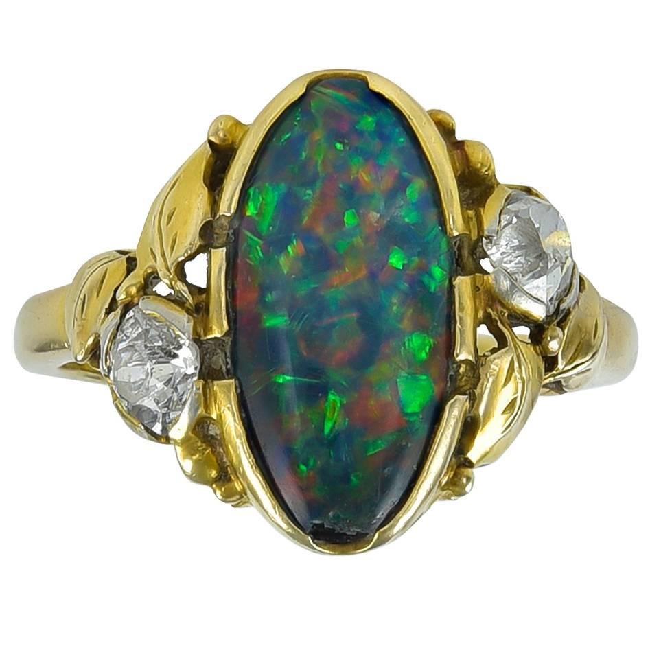 Oakes Studio Opal Diamond Gold Ring For Sale