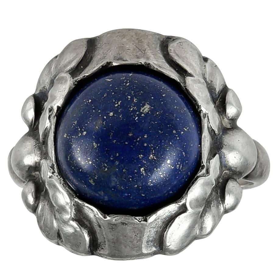 Georg Jensen Lapis Silver Ring No. 11A For Sale