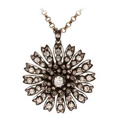 1840s Victorian Rose Cut Diamond Silver Pendant 9