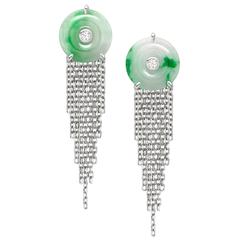 Ana De Costa Gold Jade and White Diamond Earrings 1