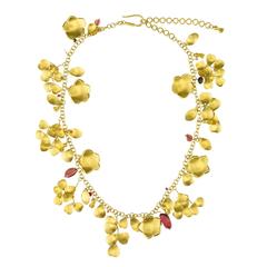 Cherry Blossom Single Strand Tourmaline Gold Necklace