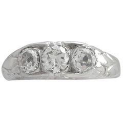 0.91Ct Diamond and Platinum Trilogy Ring - Antique French Circa 1910 1