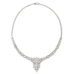 Multi-Cut Diamond Tassel Collar Necklace 