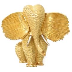 Henry Dunay Gold Platinum Elephant Brooch